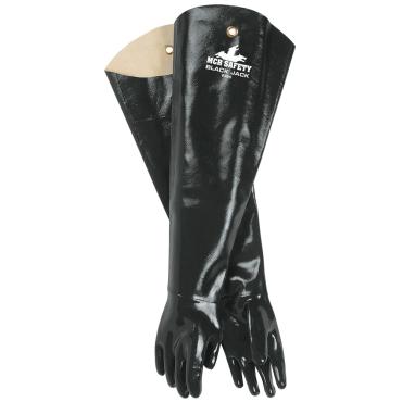 Black Jack® Series Black Neoprene Coated Work Gloves Multi-Dipped Smooth Neoprene 31 Inch Shoulder Length Fully Coated Brushed Interlock Lining